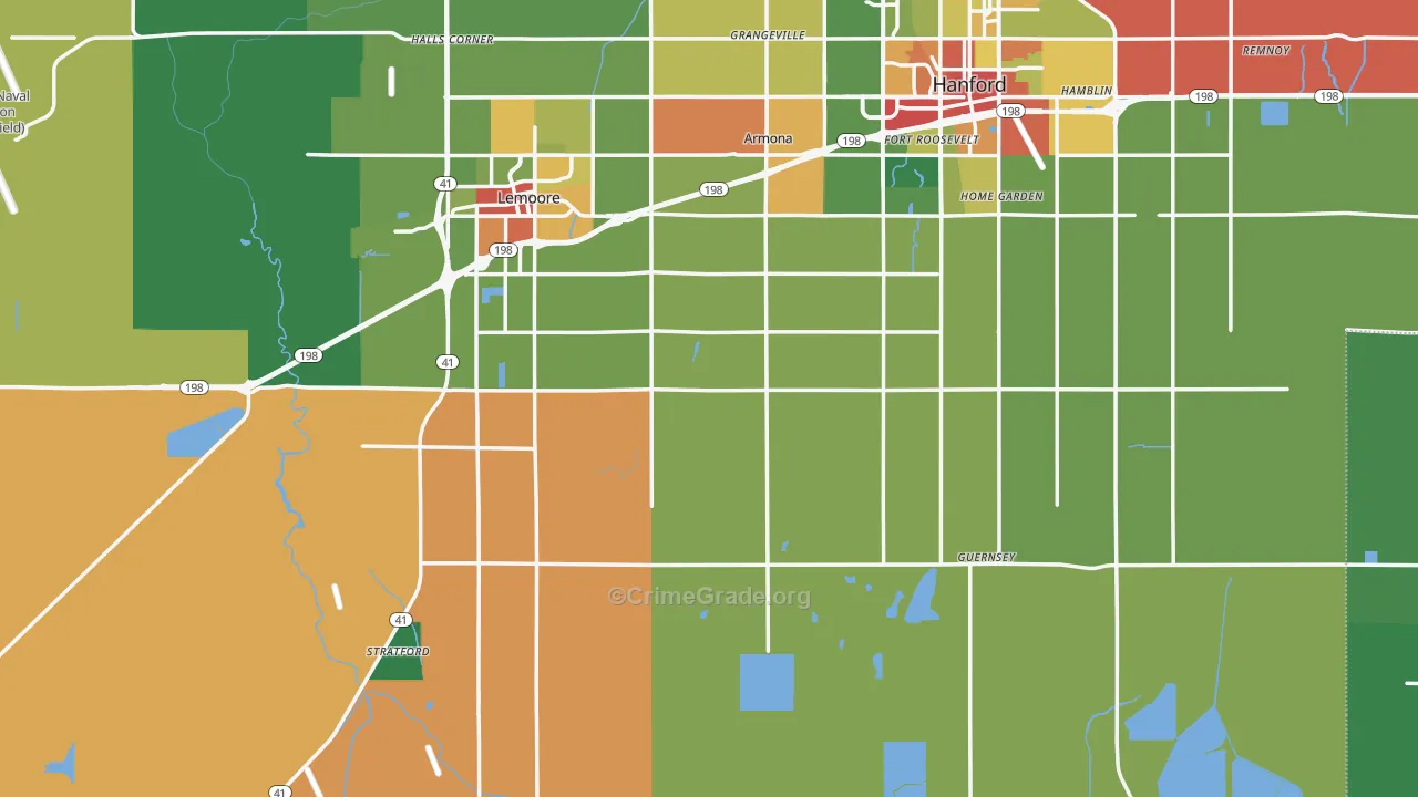 Kings County, CA Map of Drug-Related Crime Rates