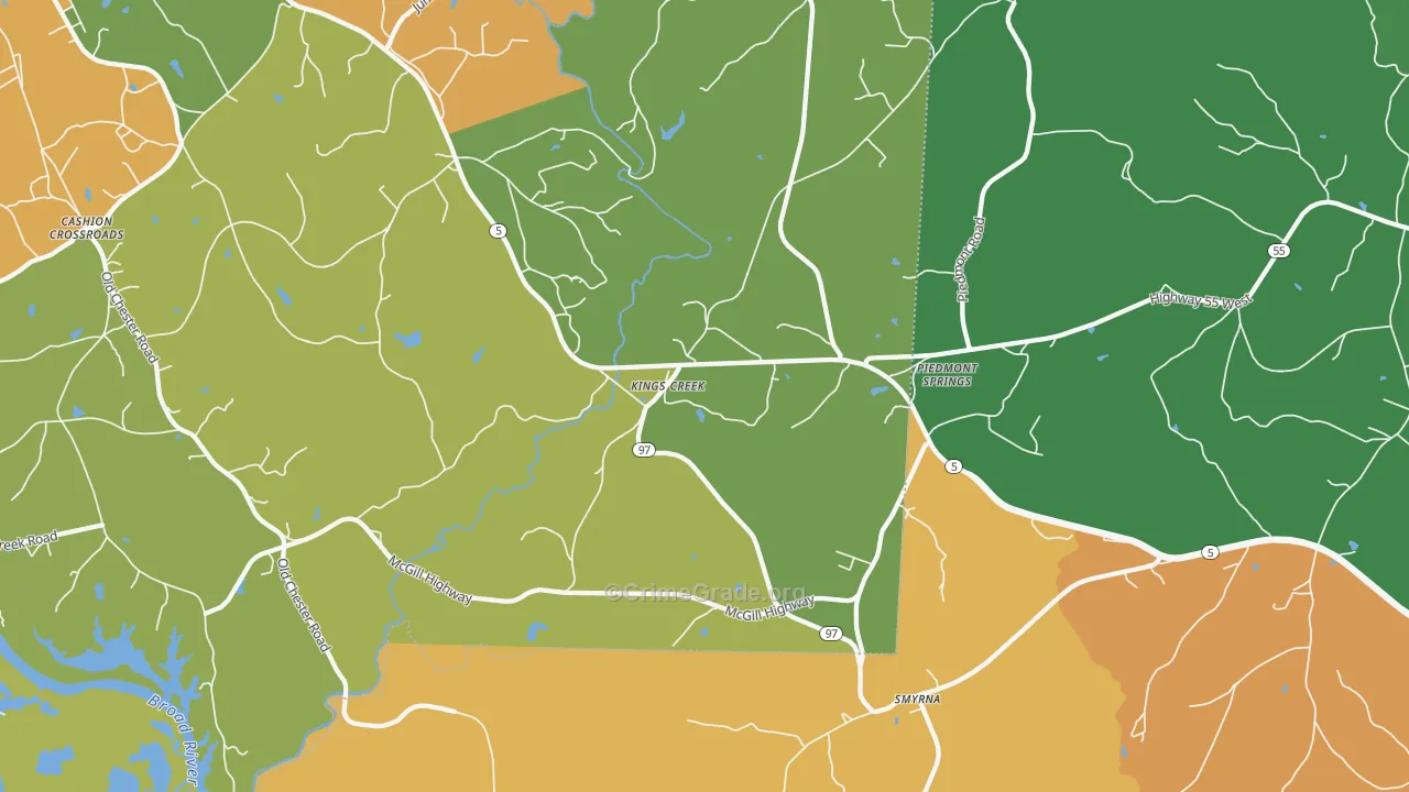 Kings Creek, SC Map of Drug-Related Crime Rates