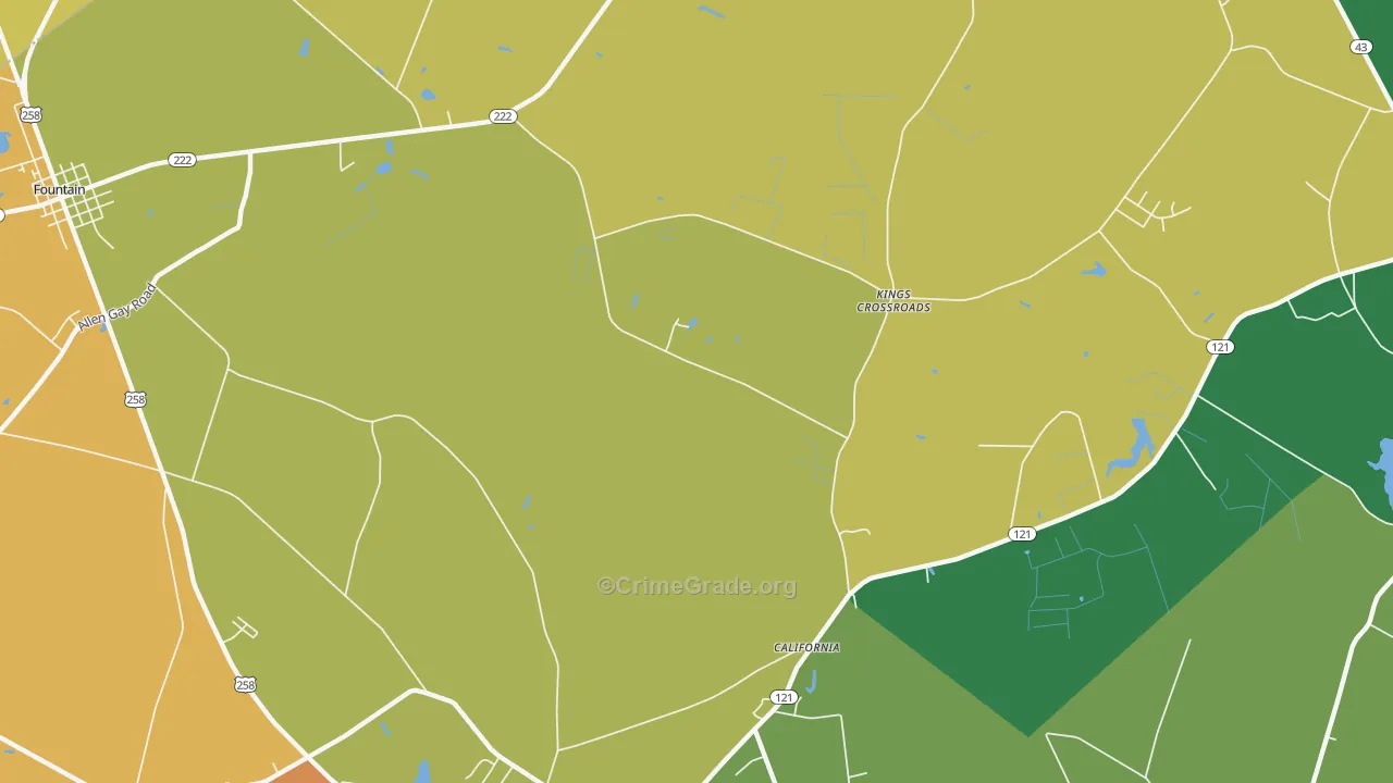 Kings Crossroads, NC Map of Drug-Related Crime Rates