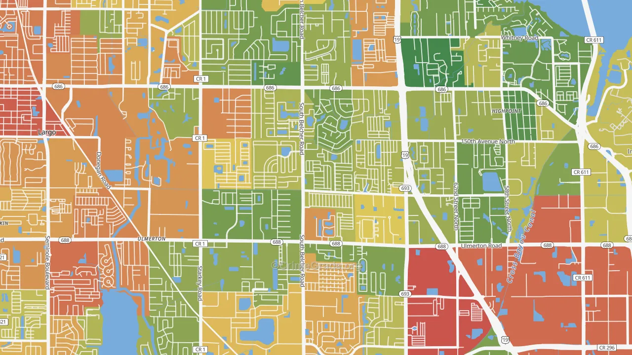Kings Manor, Largo, FL Map of Drug-Related Crime Rates