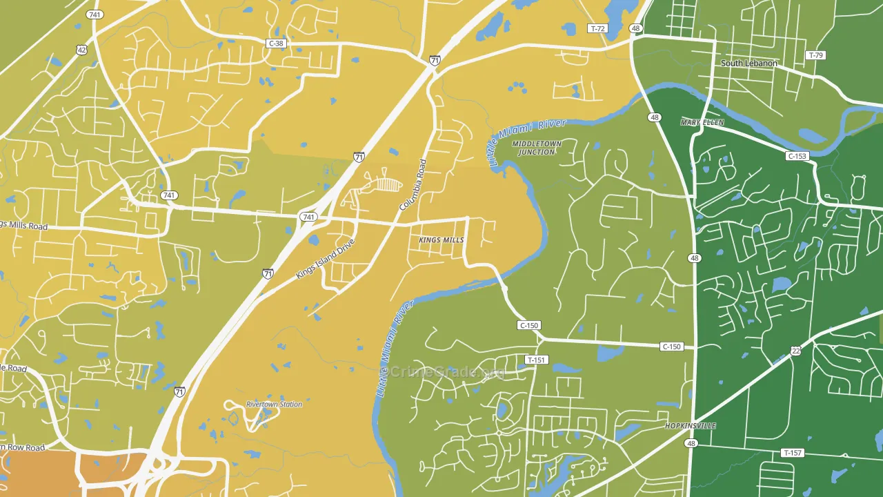 Kings Mills, OH Map of Drug-Related Crime Rates