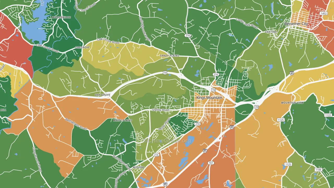 Kings Mountain, NC Map of Drug-Related Crime Rates