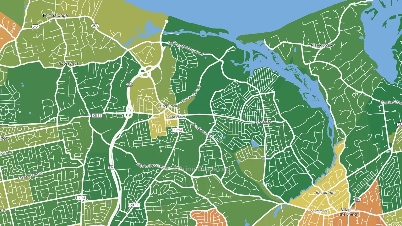 Kings Park, NY Map of Drug-Related Crime Rates