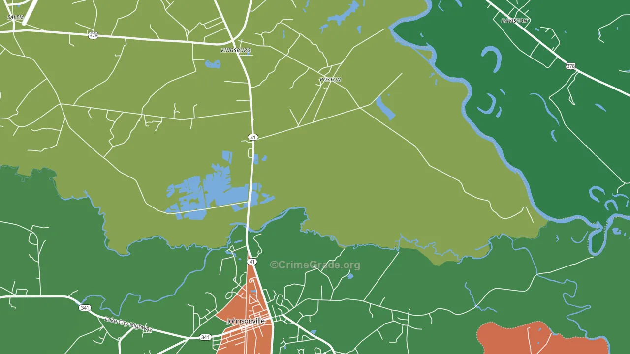 Kingsburg, SC Map of Drug-Related Crime Rates