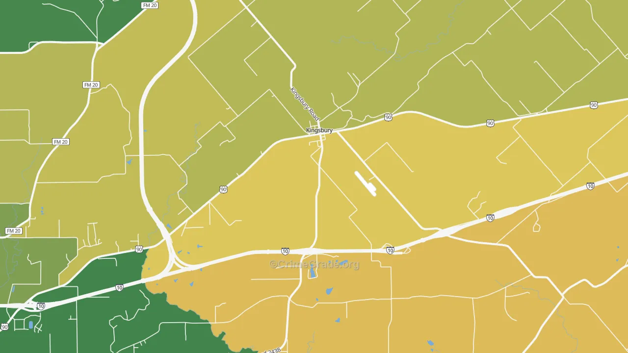 Kingsbury, TX Map of Drug-Related Crime Rates