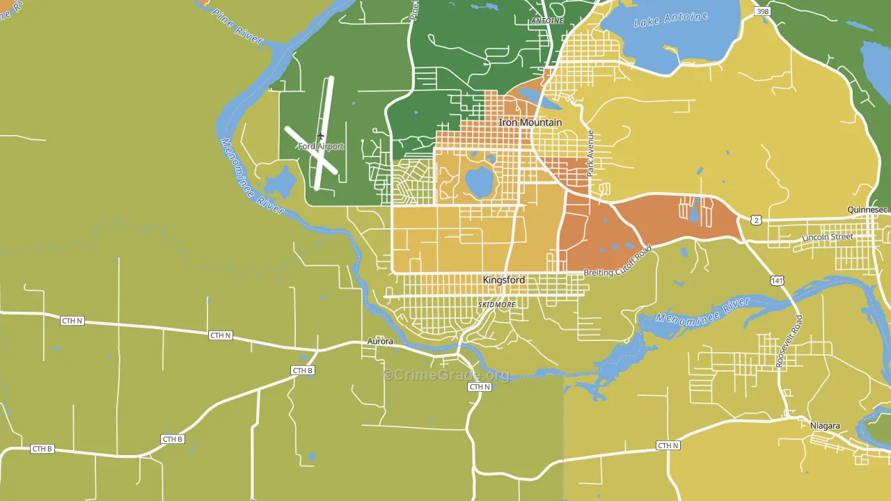Kingsford, MI Map of Drug-Related Crime Rates