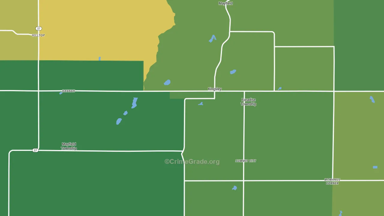 Kingsley, MI Map of Drug-Related Crime Rates