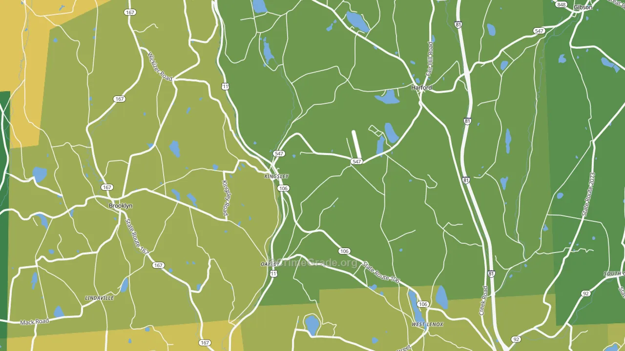 Kingsley, PA Map of Drug-Related Crime Rates