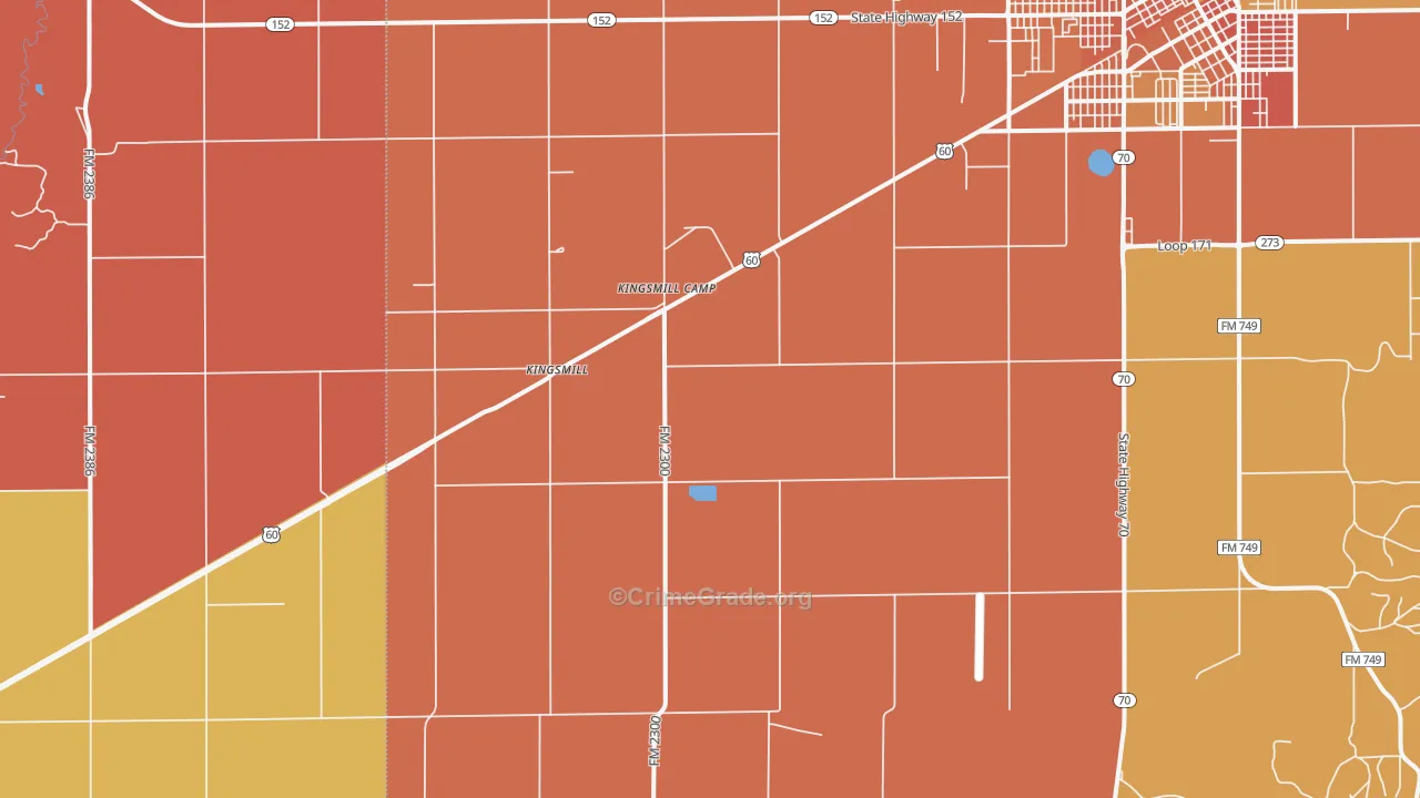 Kingsmill, TX Map of Drug-Related Crime Rates