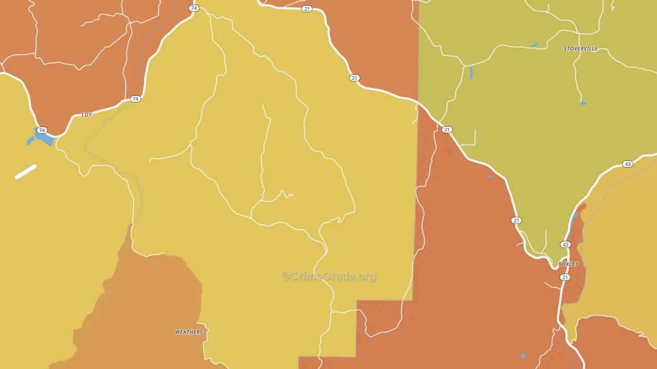 Kingston, AR Map of Drug-Related Crime Rates
