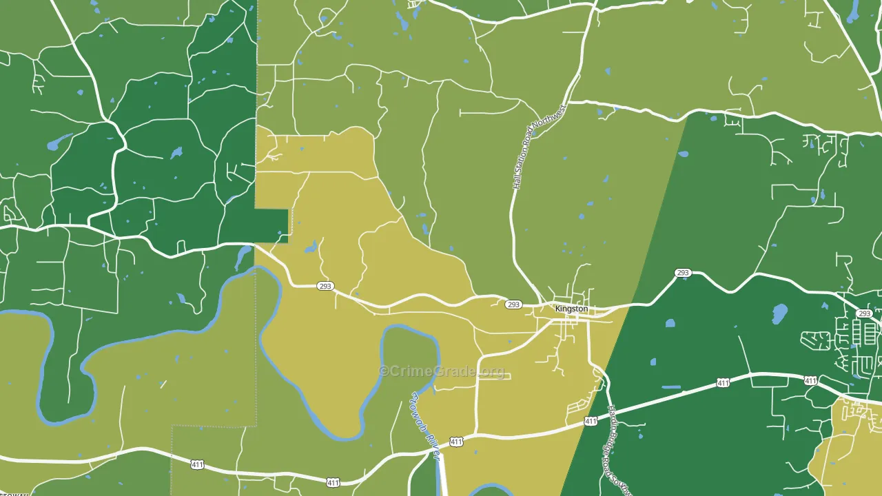 Kingston, GA Map of Drug-Related Crime Rates