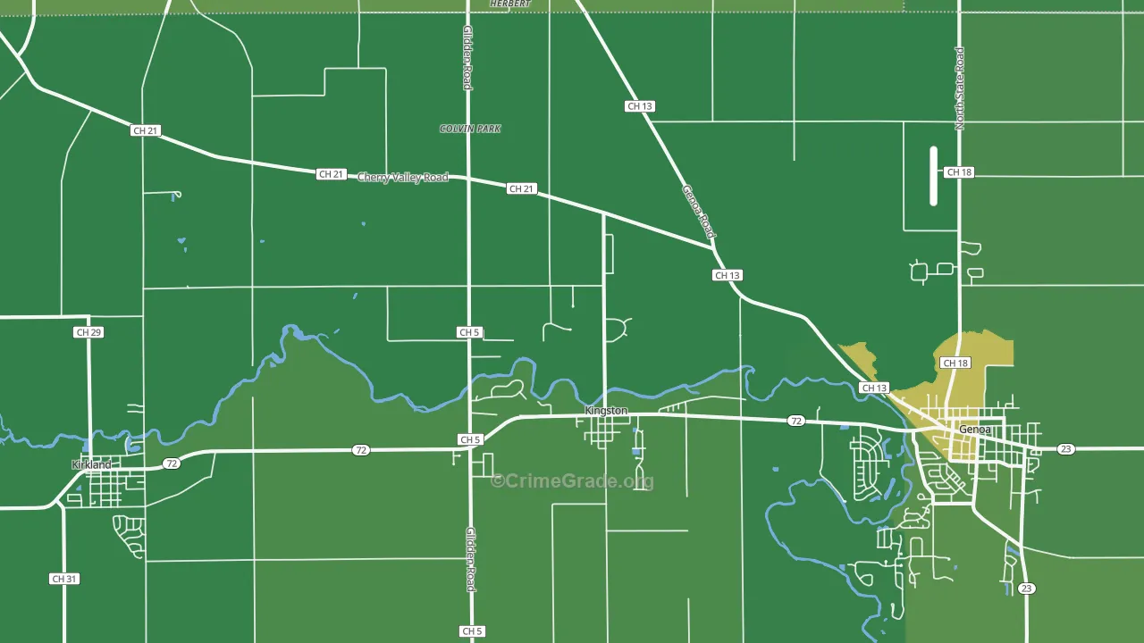 Kingston, IL Map of Drug-Related Crime Rates