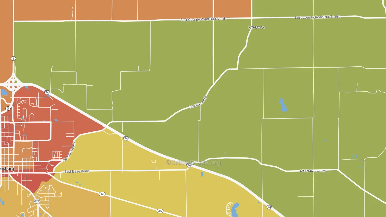 Kingston, IN Map of Drug-Related Crime Rates