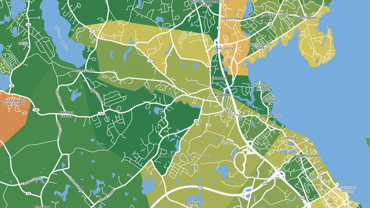 Kingston, MA Map of Drug-Related Crime Rates