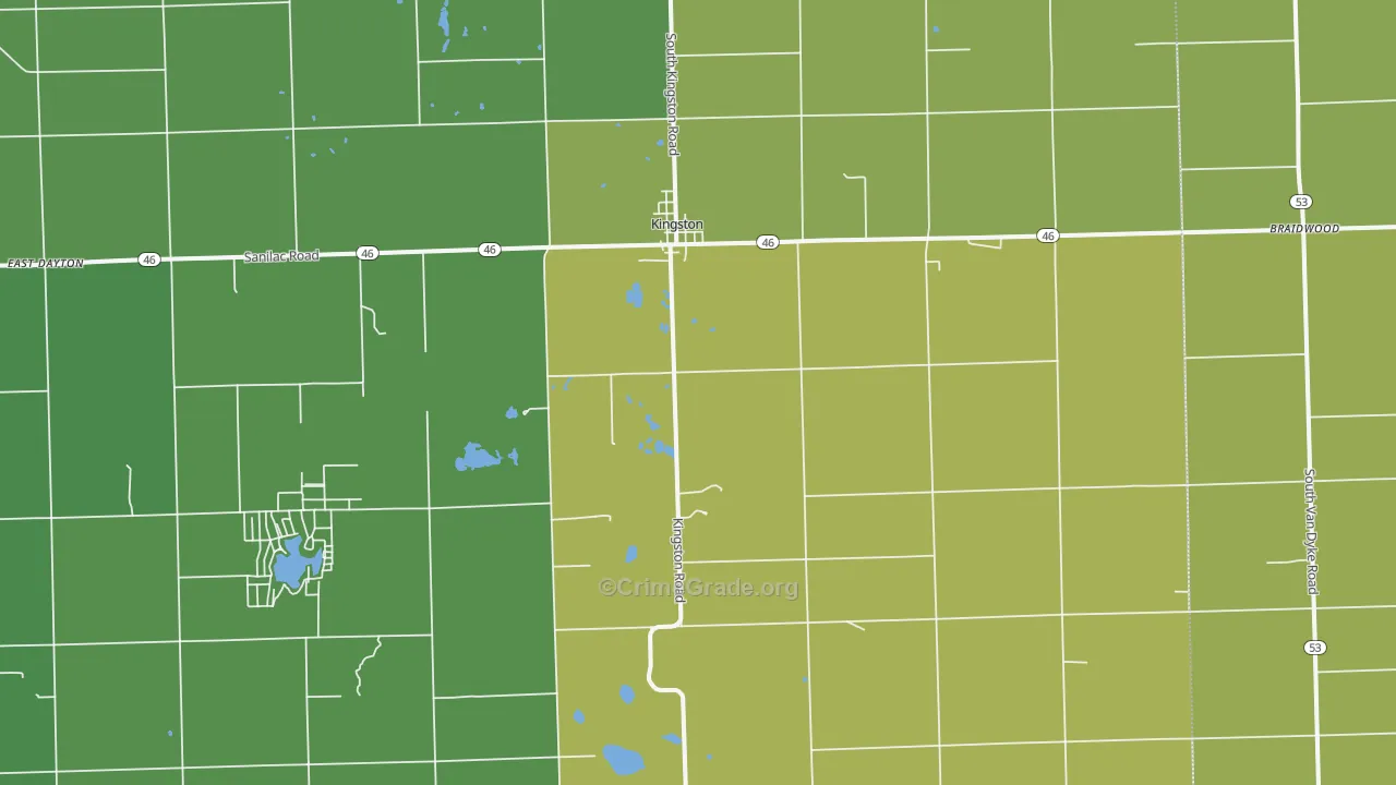 Kingston, MI Map of Drug-Related Crime Rates