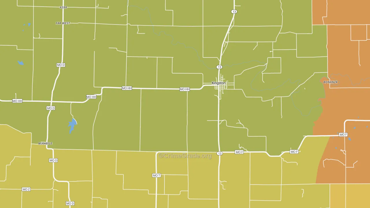Kingston, MO Map of Drug-Related Crime Rates