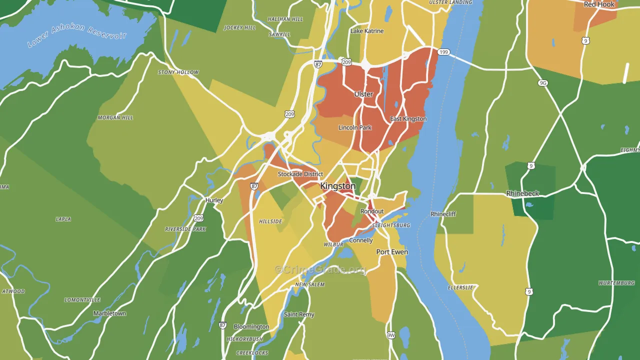 Kingston, NY Map of Drug-Related Crime Rates