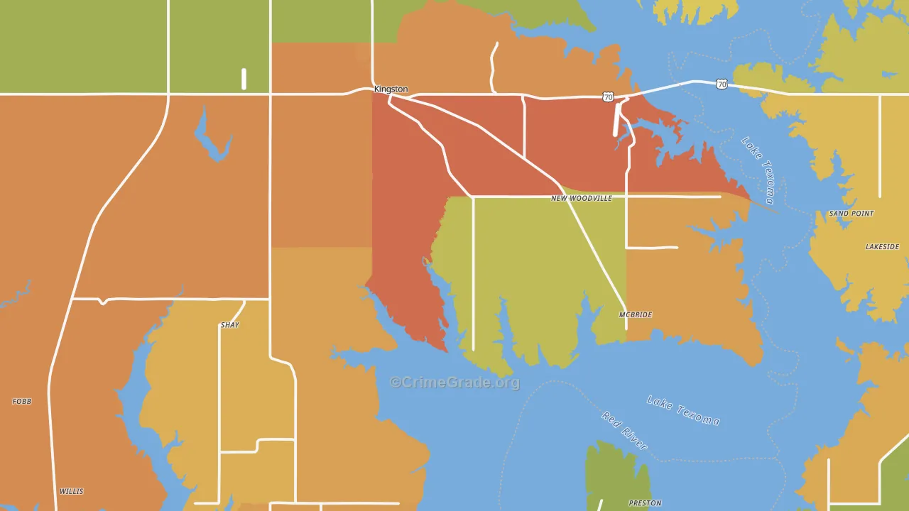 Kingston, OK Map of Drug-Related Crime Rates