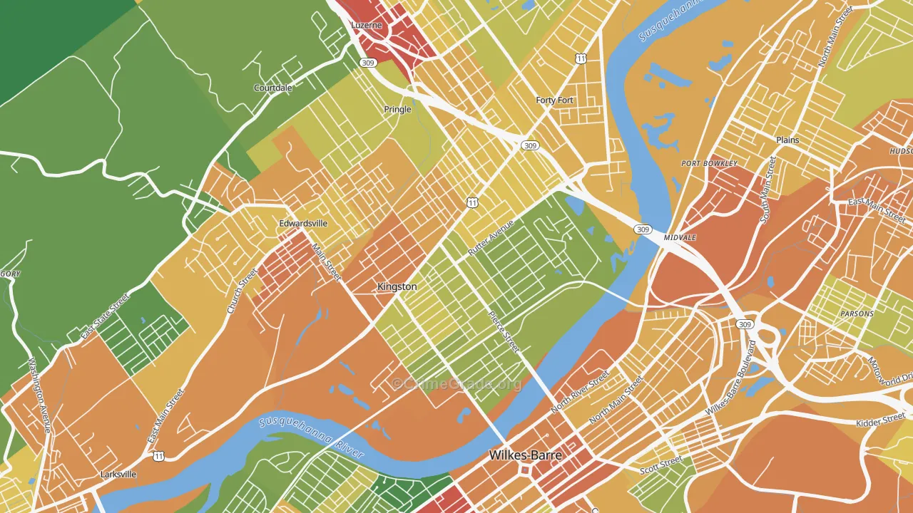 Kingston, PA Map of Drug-Related Crime Rates