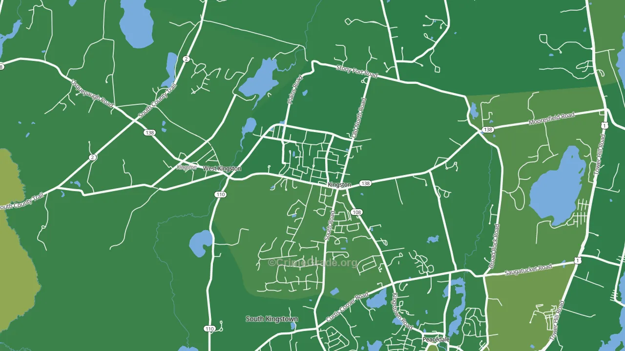 Kingston, RI Map of Drug-Related Crime Rates