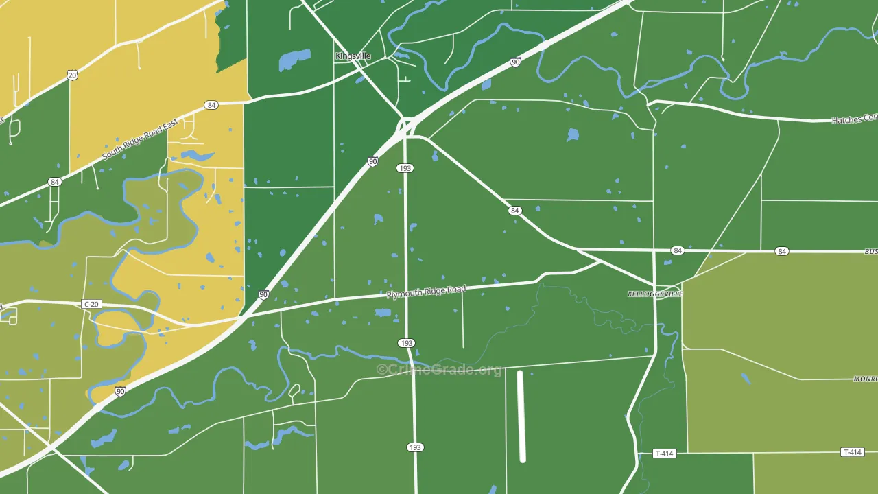 Kingsville, OH Map of Drug-Related Crime Rates
