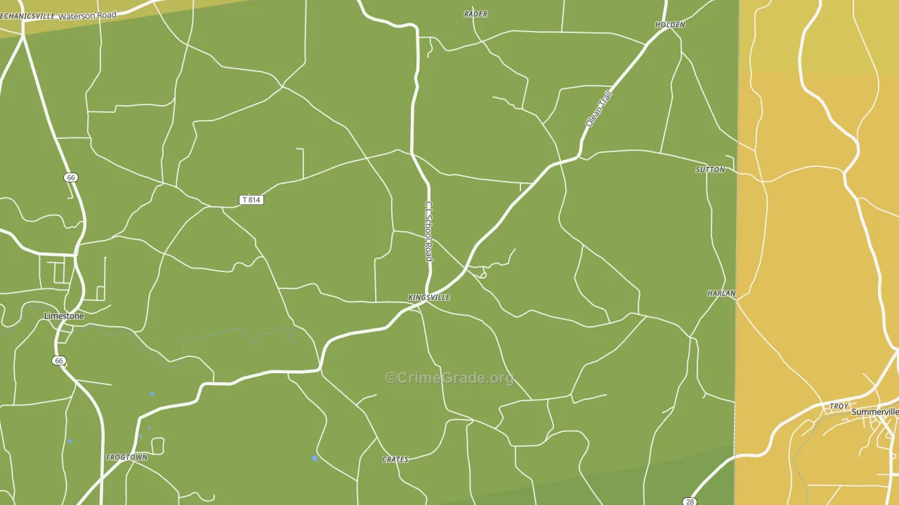 Kingsville, PA Map of Drug-Related Crime Rates