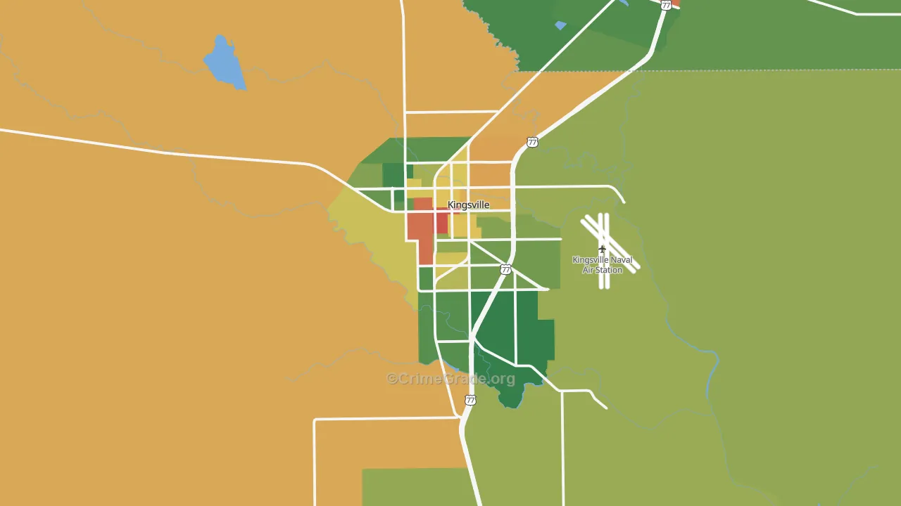 Kingsville, TX Map of Drug-Related Crime Rates
