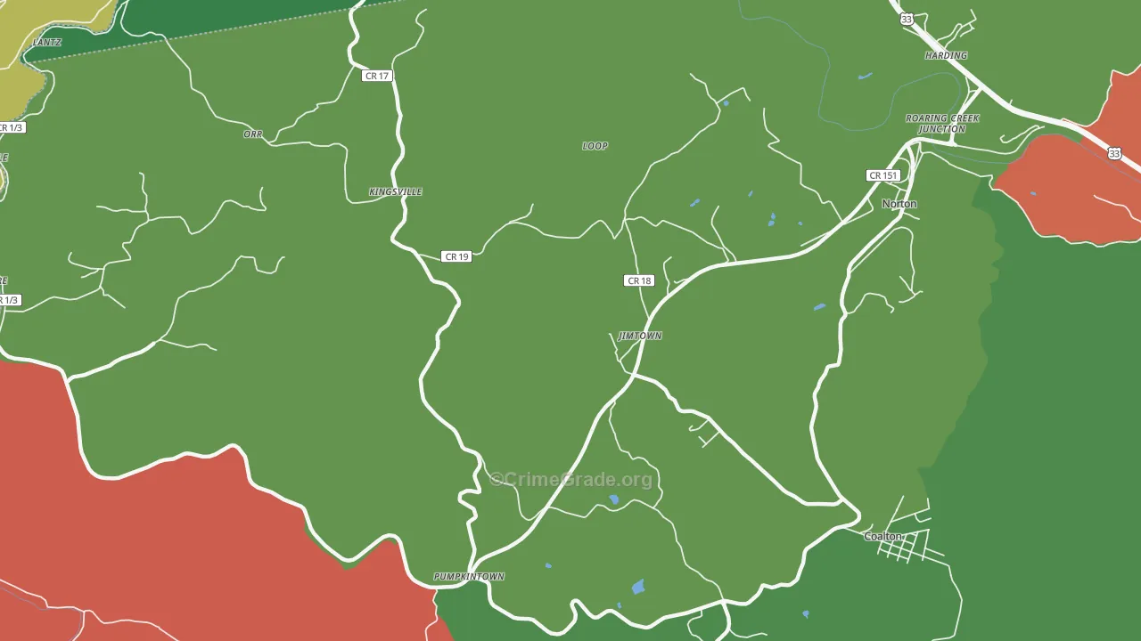 Kingsville, WV Map of Drug-Related Crime Rates