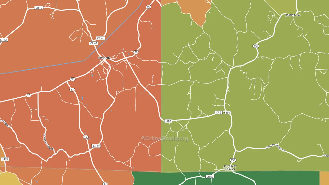 Kingville, AL Map of Drug-Related Crime Rates