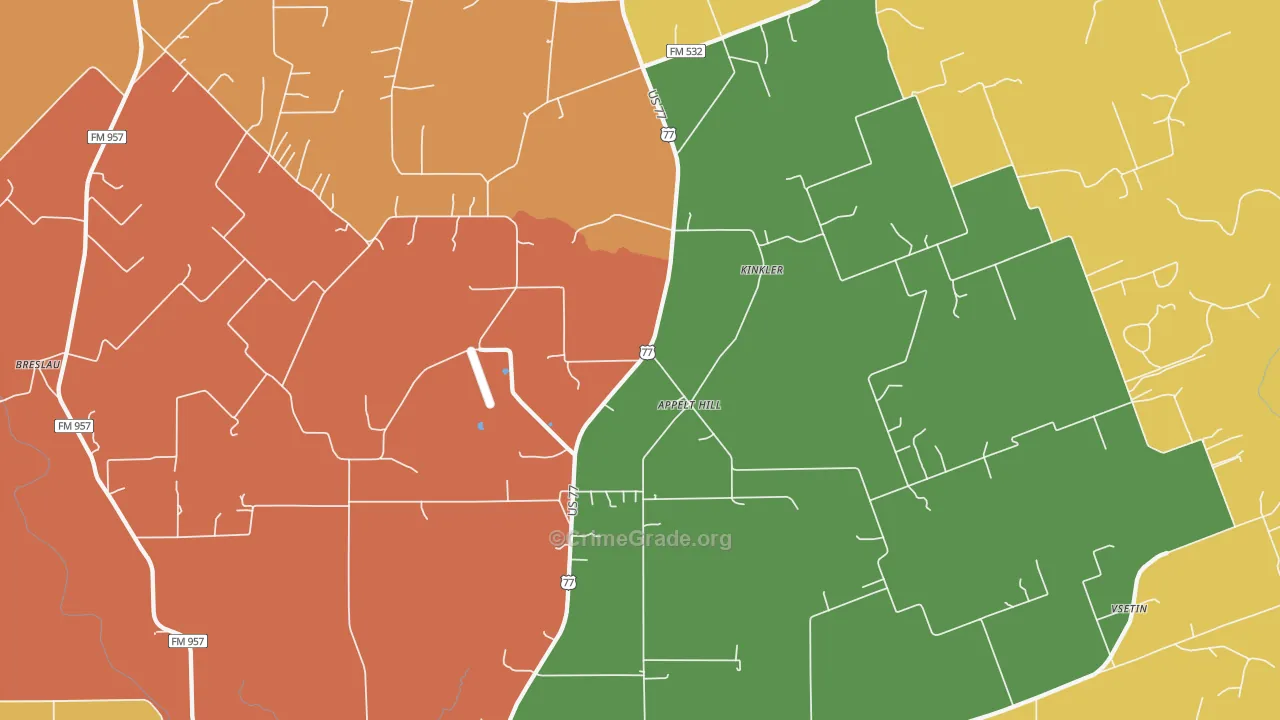 Kinkler, TX Map of Drug-Related Crime Rates