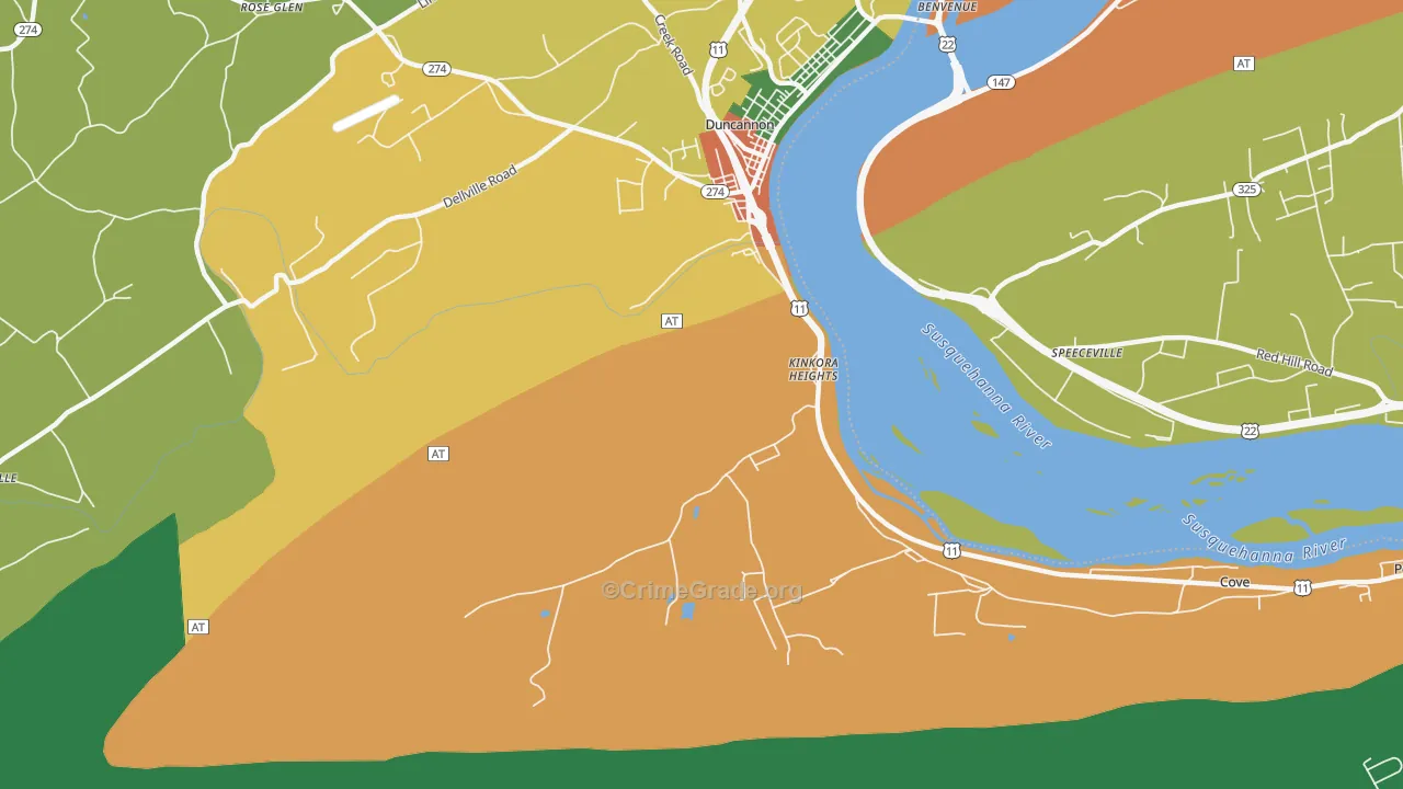 Kinkora Heights, PA Map of Drug-Related Crime Rates