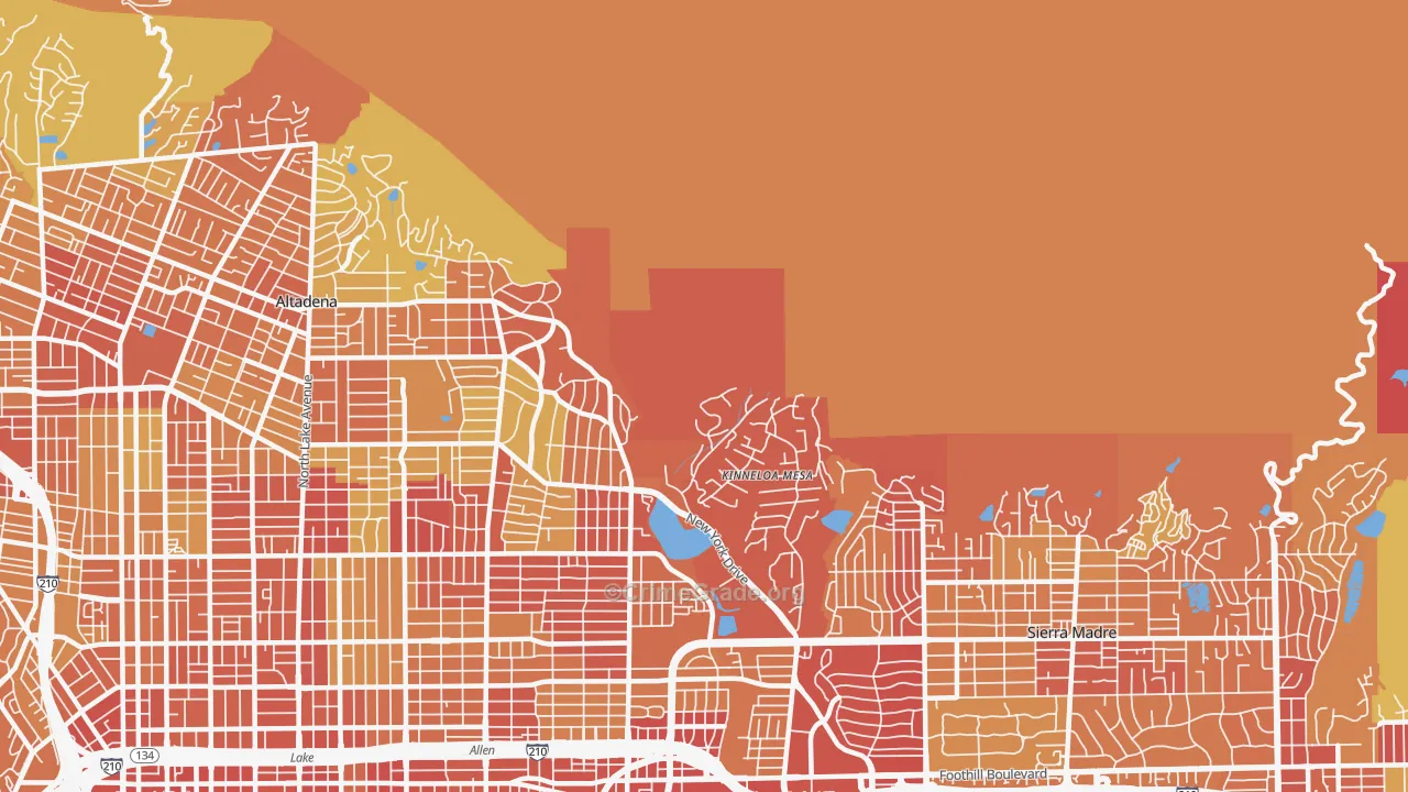 Kinneloa Mesa, CA Map of Drug-Related Crime Rates