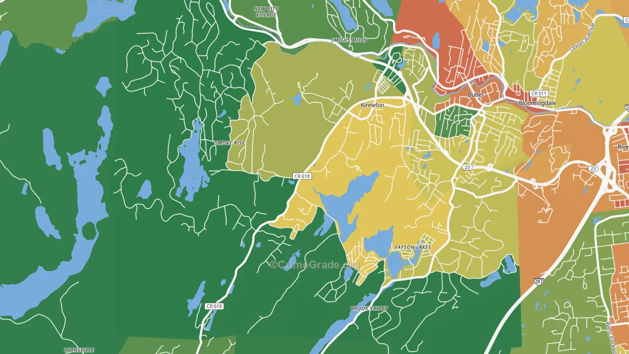 Kinnelon, NJ Map of Drug-Related Crime Rates