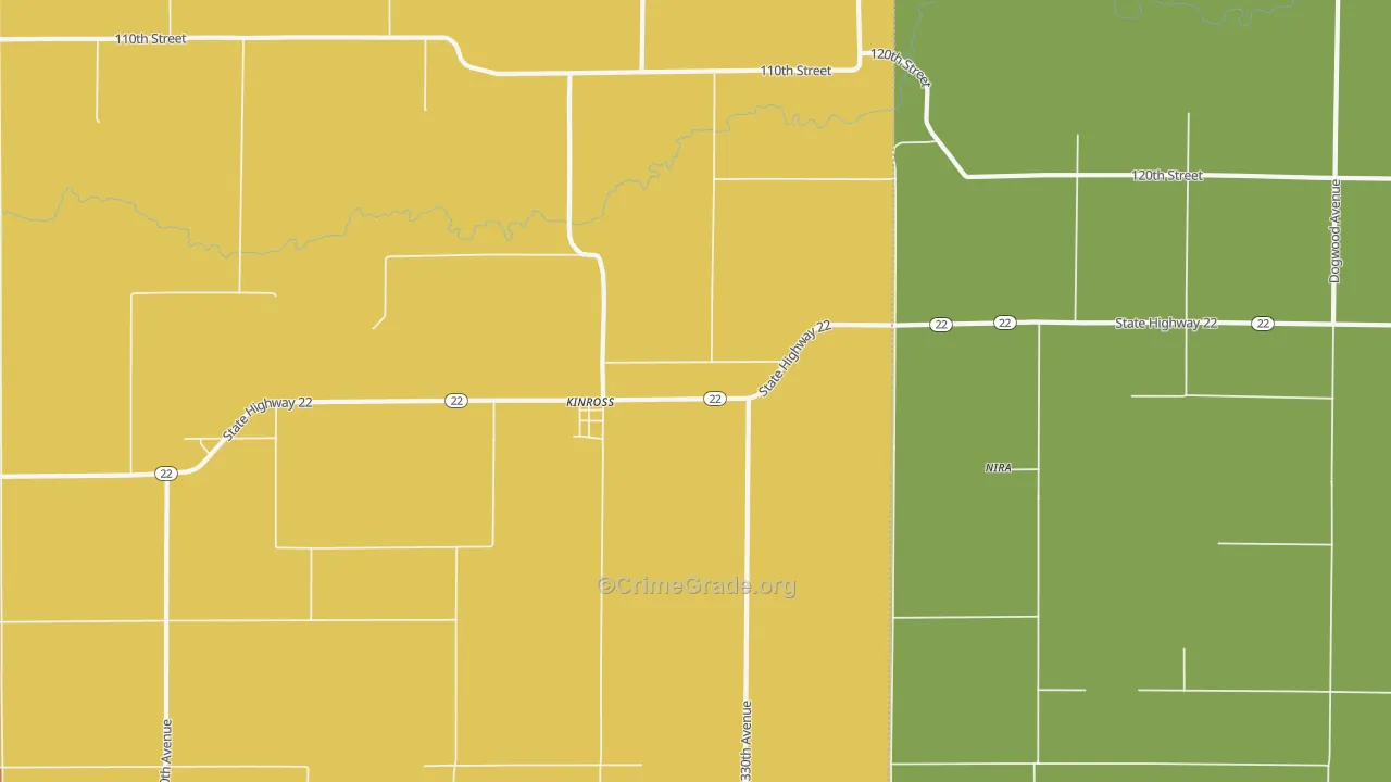 Kinross, IA Map of Drug-Related Crime Rates