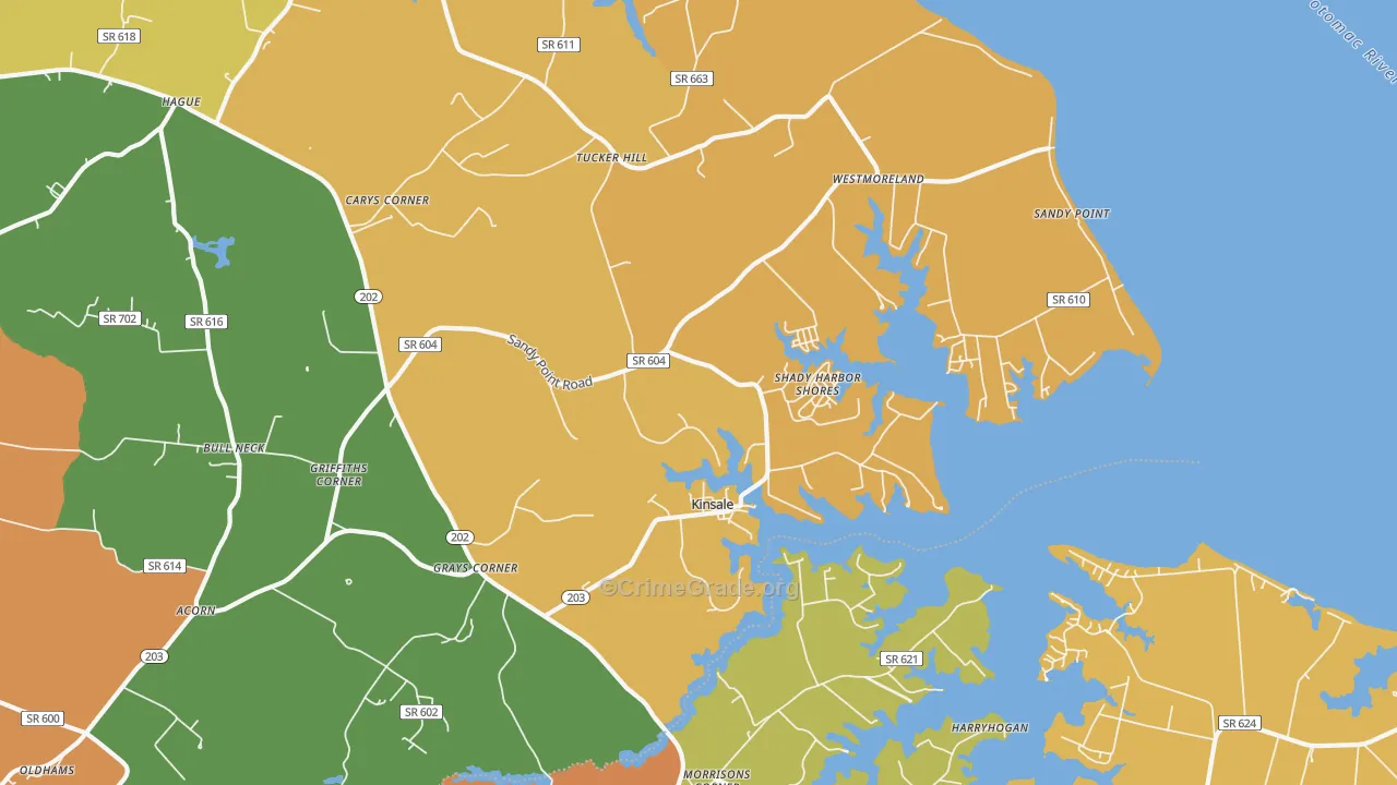 Kinsale, VA Map of Drug-Related Crime Rates