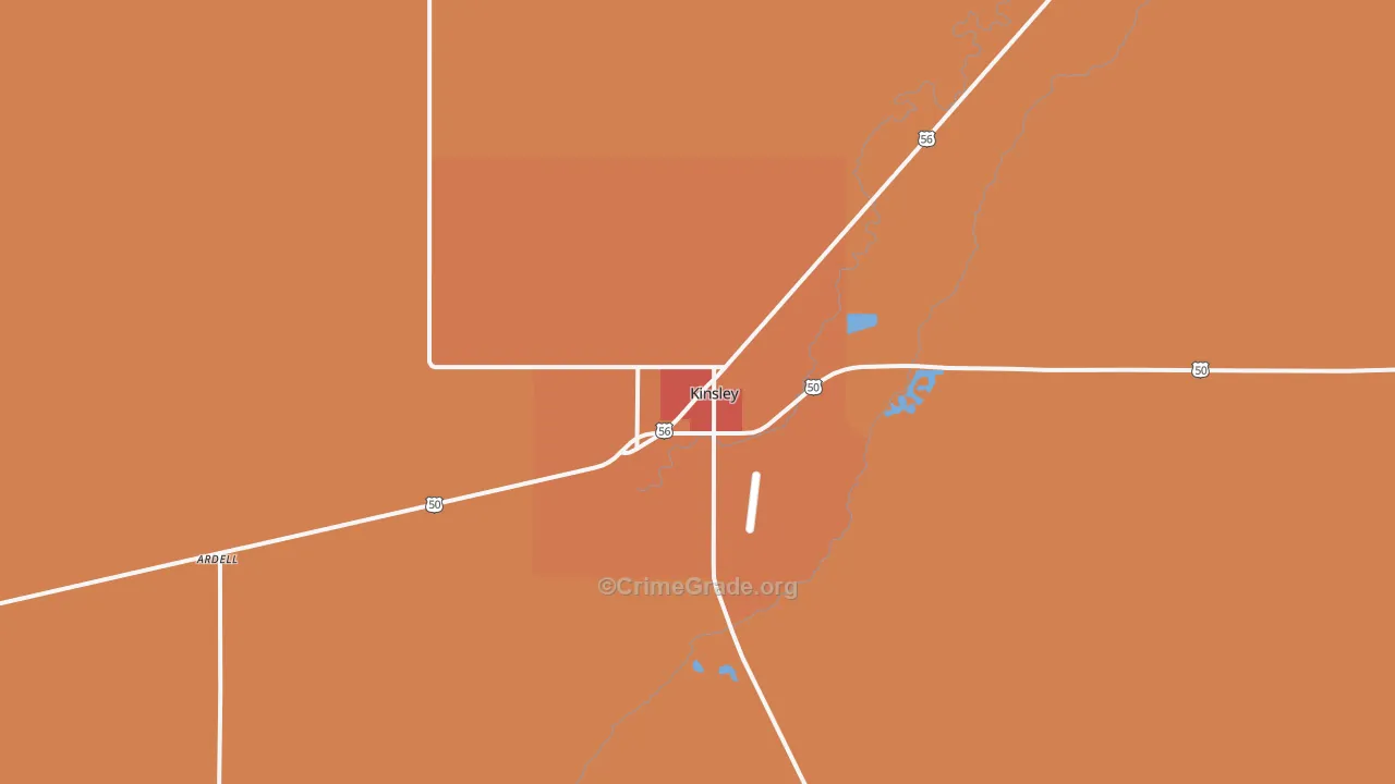 Kinsley, KS Map of Drug-Related Crime Rates