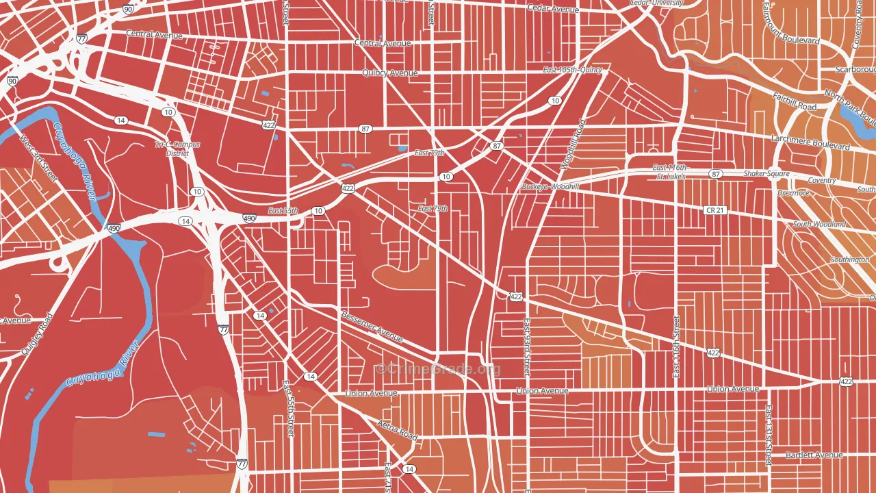 Kinsmith, Cleveland, OH Map of Drug-Related Crime Rates