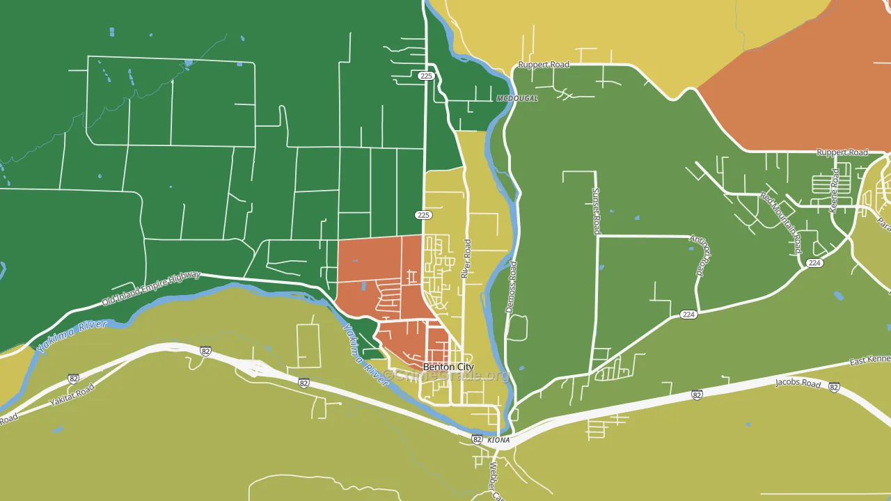 Kiona, WA Map of Drug-Related Crime Rates