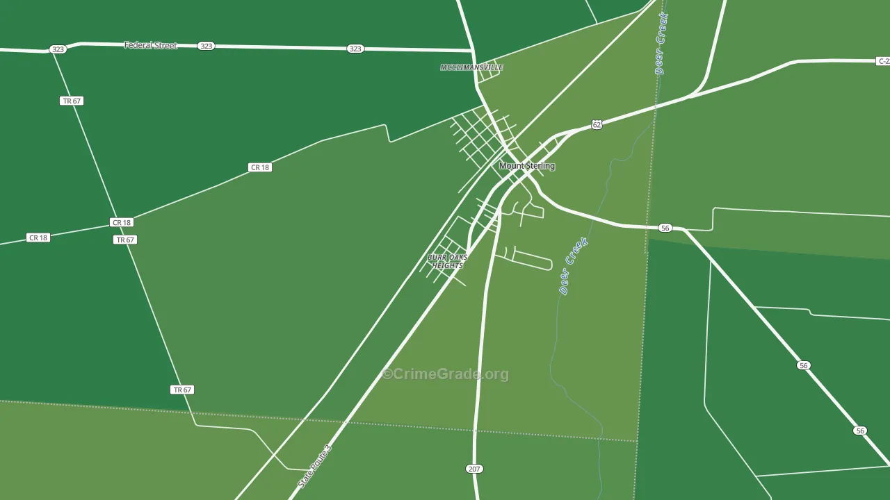 Kiousville, OH Map of Drug-Related Crime Rates