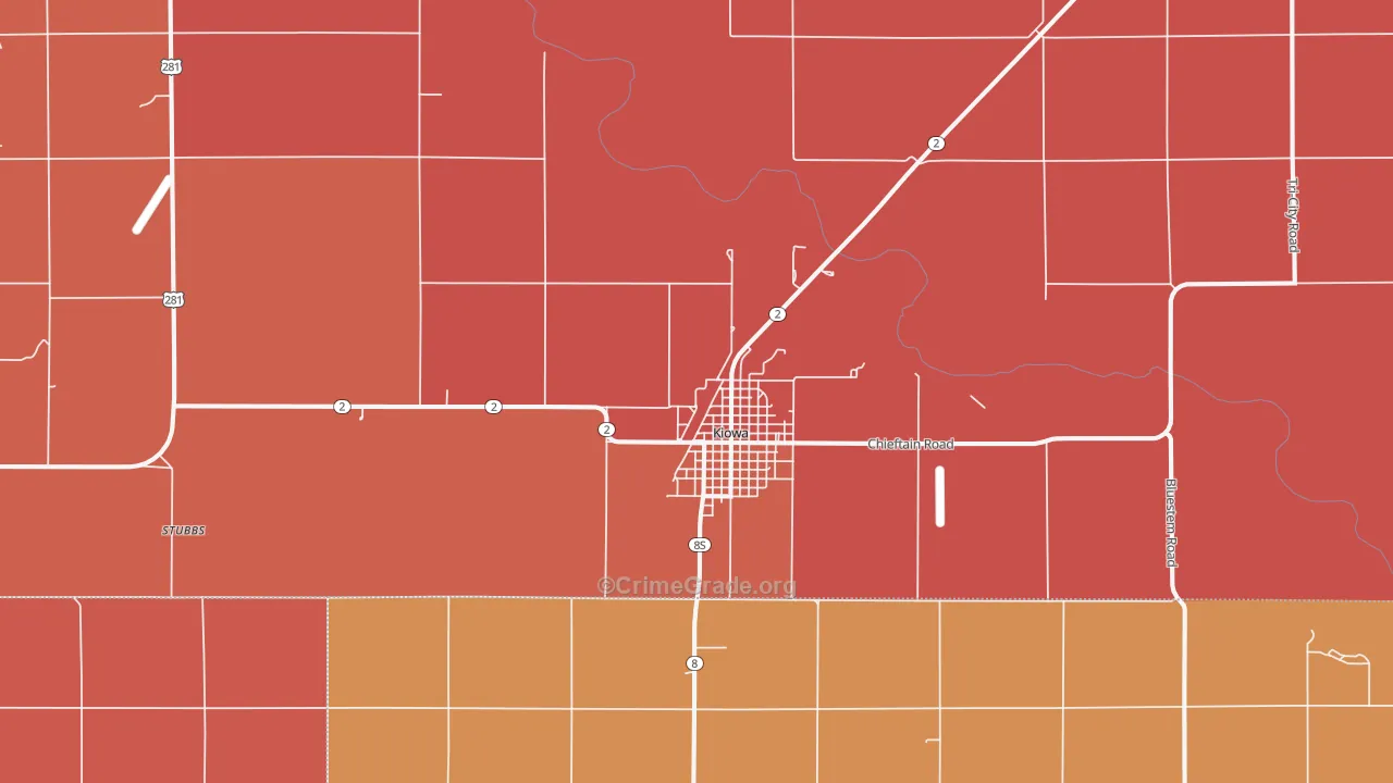 Kiowa, KS Map of Drug-Related Crime Rates