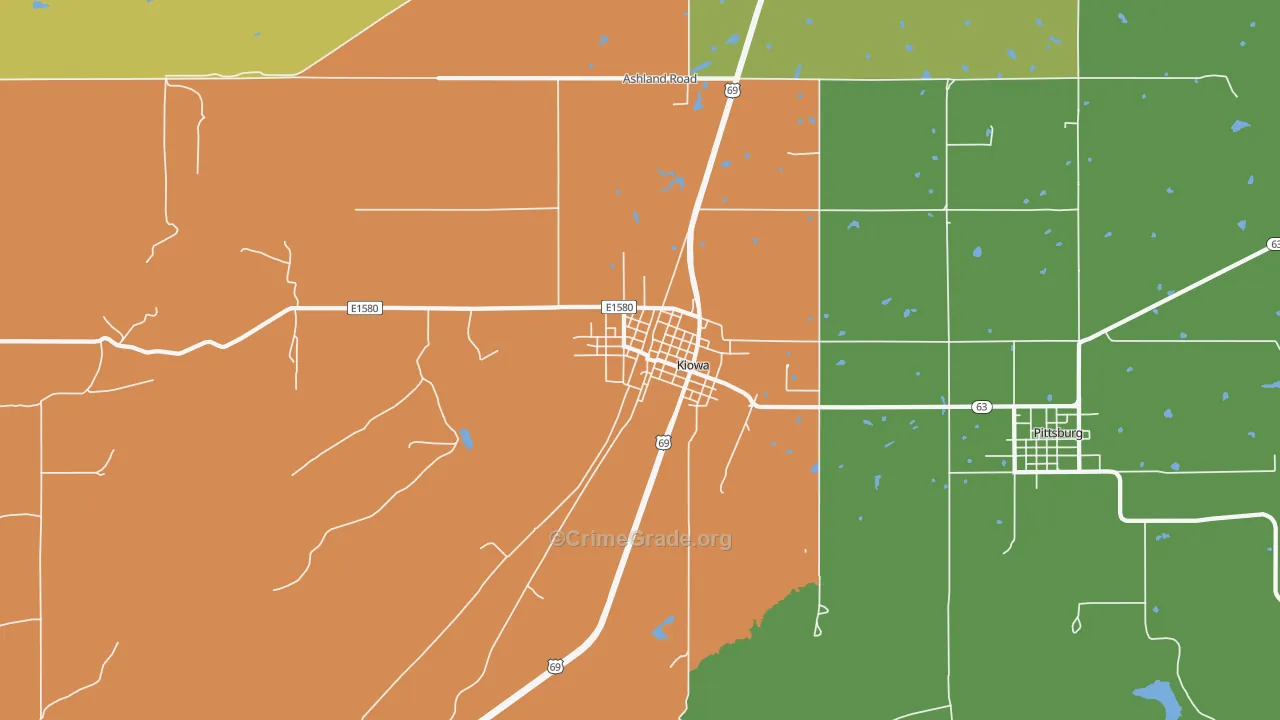 Kiowa, OK Map of Drug-Related Crime Rates