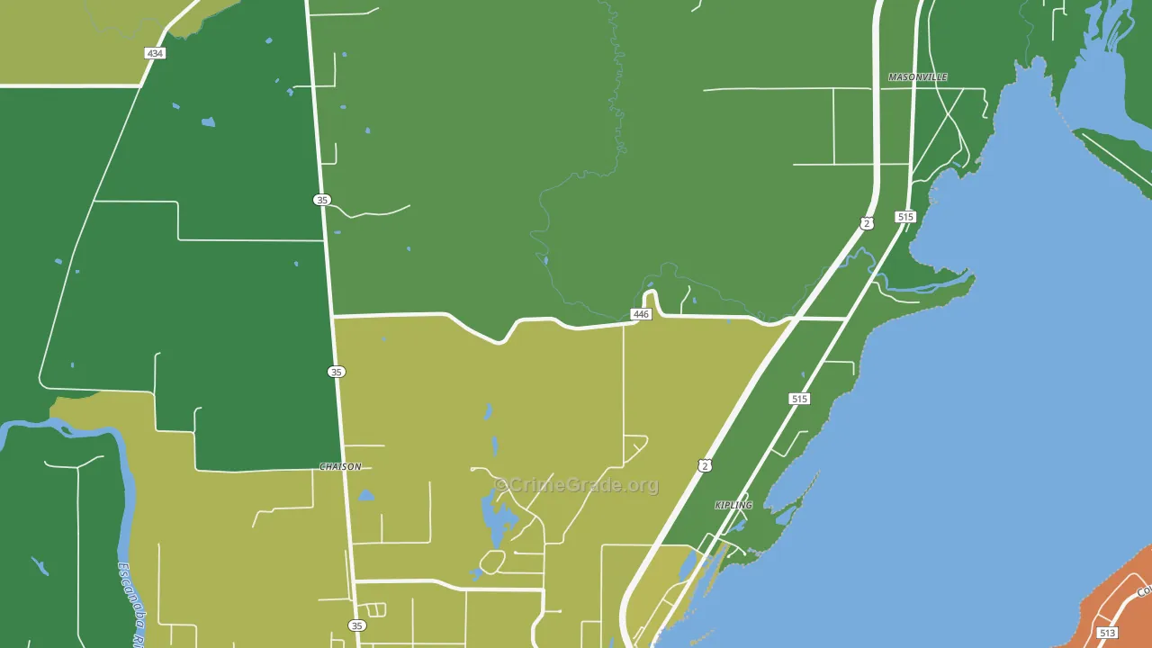 Kipling, MI Map of Drug-Related Crime Rates