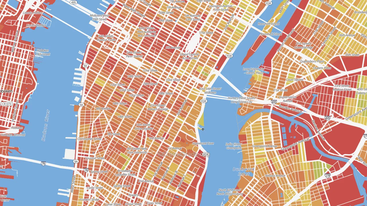 Kips Bay, Manhattan, NY Map of Drug-Related Crime Rates