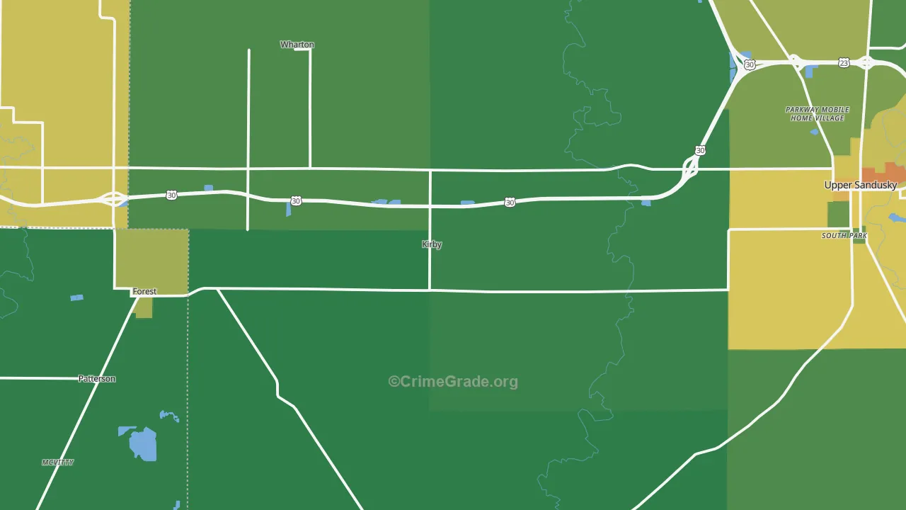 Kirby, OH Map of Drug-Related Crime Rates