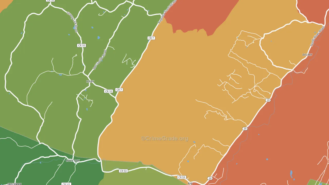 Kirby, WV Map of Drug-Related Crime Rates