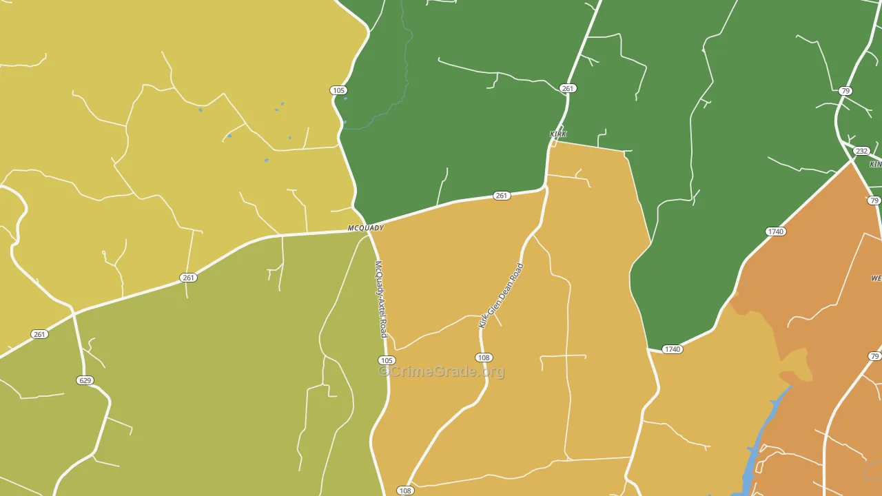 Kirk, KY Map of Drug-Related Crime Rates