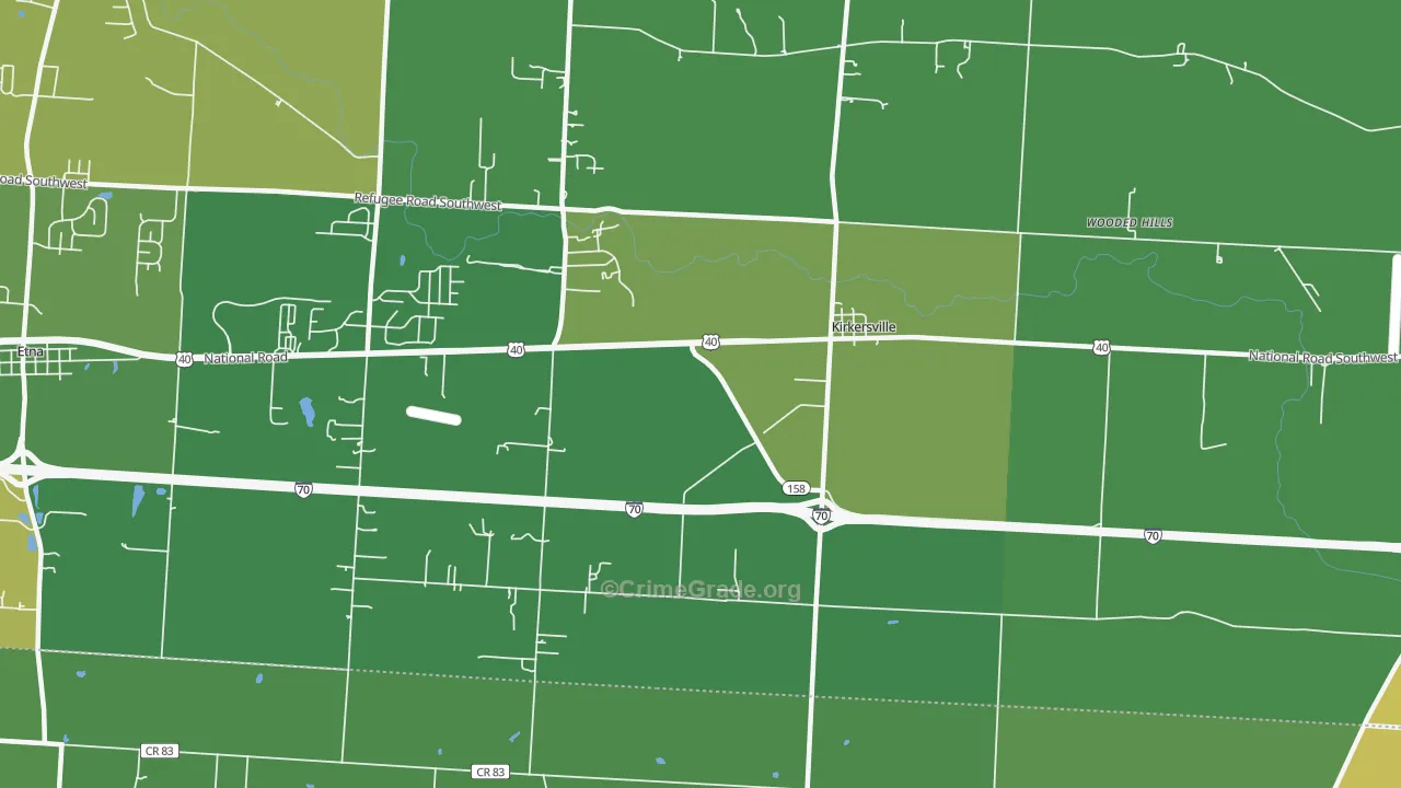 Kirkersville, OH Map of Drug-Related Crime Rates