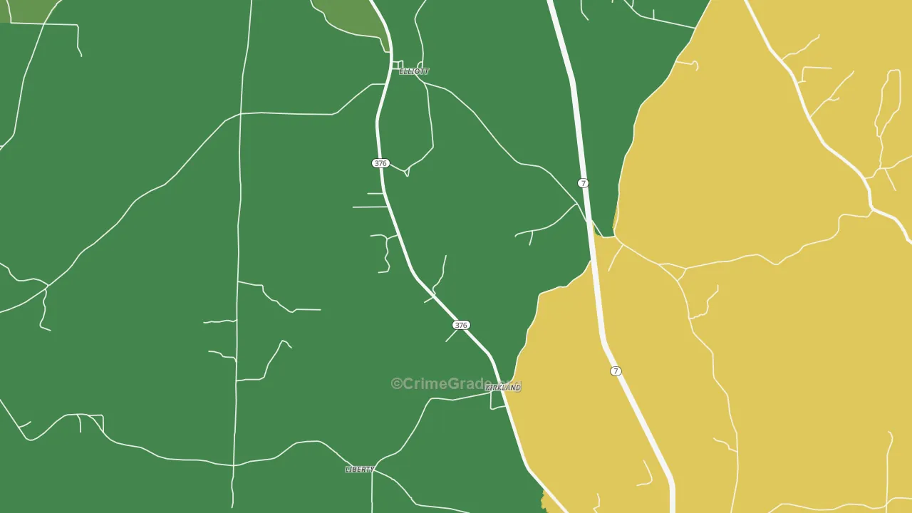 Kirkland, AR Map of Drug-Related Crime Rates