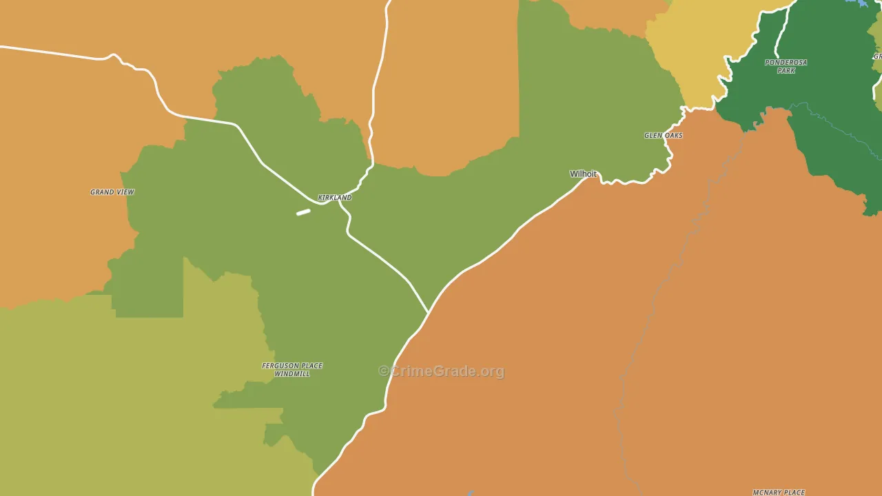 Kirkland, AZ Map of Drug-Related Crime Rates