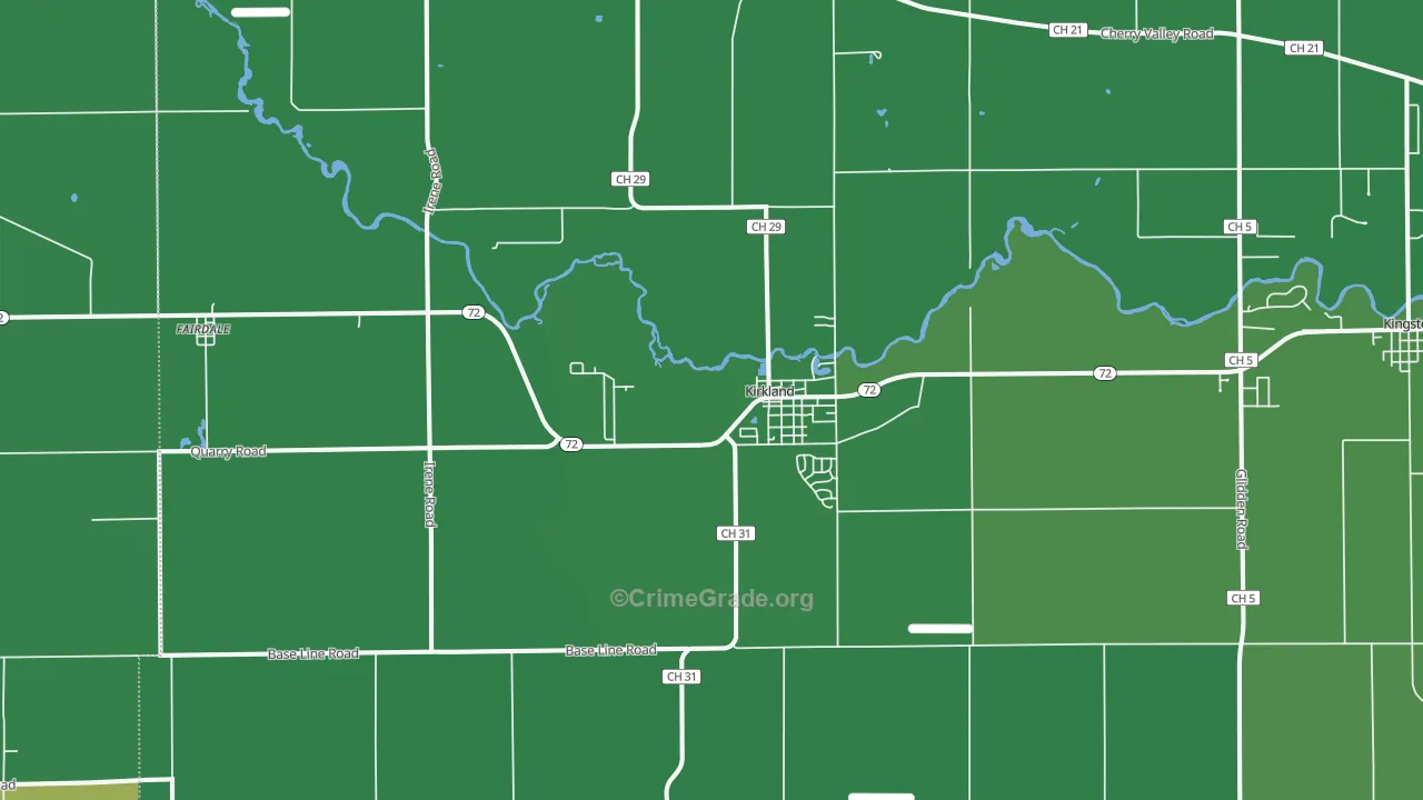 Kirkland, IL Map of Drug-Related Crime Rates